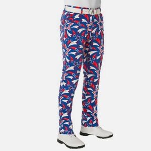 NEW Royal and Awesome Golf Pants Shooting Pars Star Golf Pants 34-32